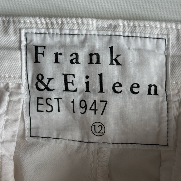 FRANK & EILEEN Wicklow Italian Chino Cotton White Pants Twill Minimalist Size 12 - Picture 5 of 14